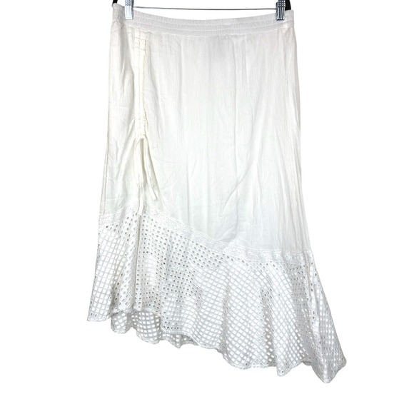 Studio West Rayon Embroidered Lace White Skirt Large‎ Boho Country Western - Picture 1 of 8
